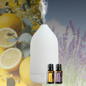فواحة زجاج فاخر (ماء)  + زيت الليمون و الخزامى (صافي، عضوي)